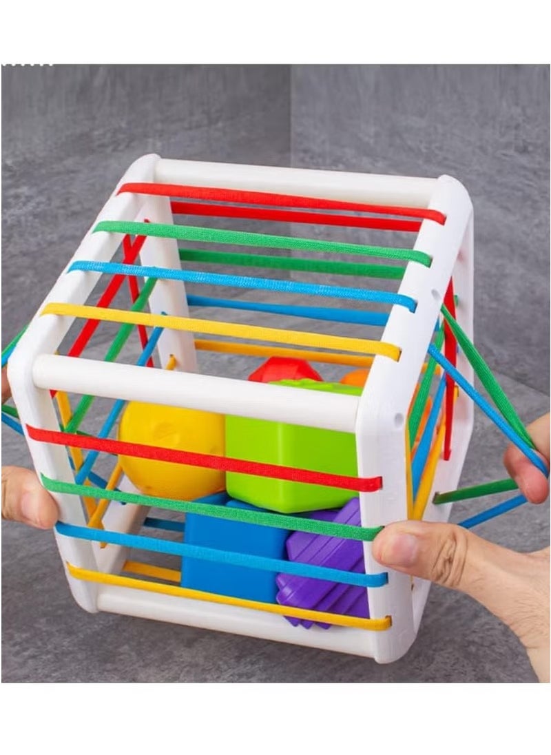 Baby Activity Cube，Cube Bin & 6 Sensory Shape Blocks，Shape Sorter Sensory Toys for Toddlers，Multifunctional Baby toys for 12-18 Months, Developmental Gifts for Toddler Age 1 2 3  - Image 2