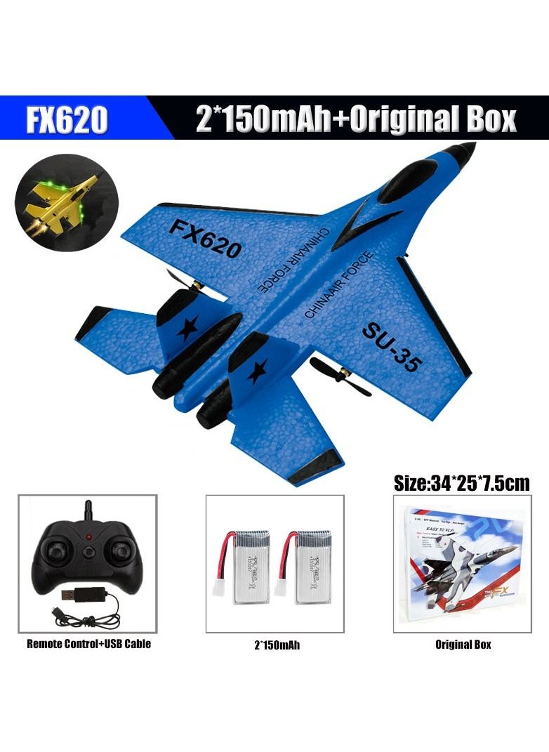 AROAQ RC Foam Aircraft Remote Control Airplane Foam Toys for Children FX620 With Box Blue  - Image 1