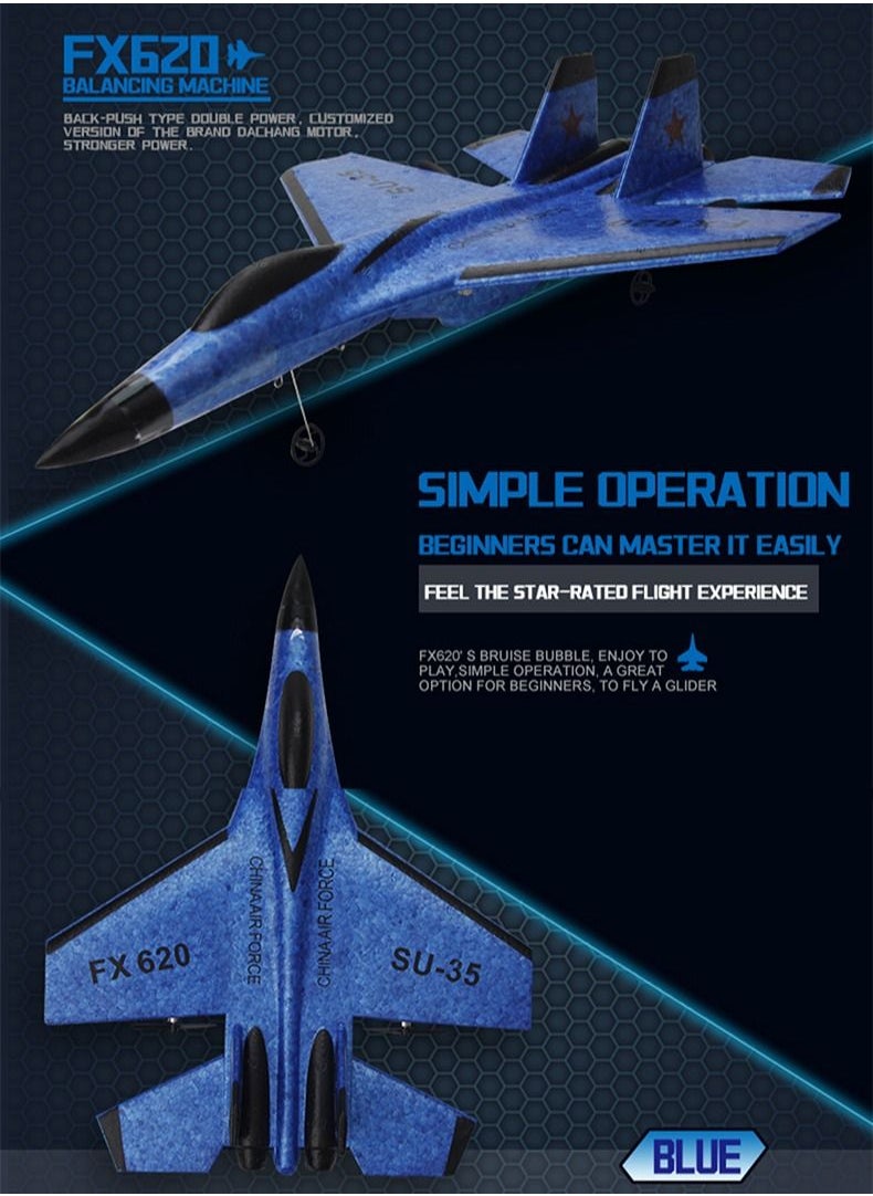 AROAQ RC Foam Aircraft Remote Control Airplane Foam Toys for Children FX620 With Box Blue  - Image 2