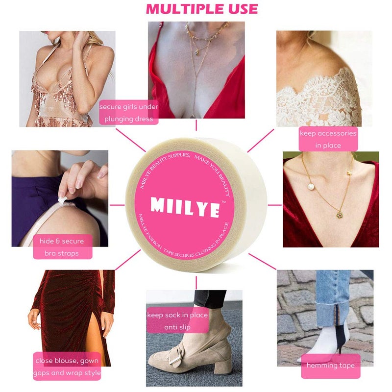 MIILYE Double Sided Skin Tape, Body and Clothing Friendly Self-Adhesive Tape to Keep Fashion Dress/Fabric in Place, 1 in x 29 ft - Image 4