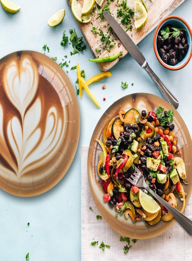 Pandecor Coffee Party 50 Pcs 7 inches Paper Plates,Coffee Birthday Party Supplies Latte Fun Theme Birthday Table Decorations - Image 5