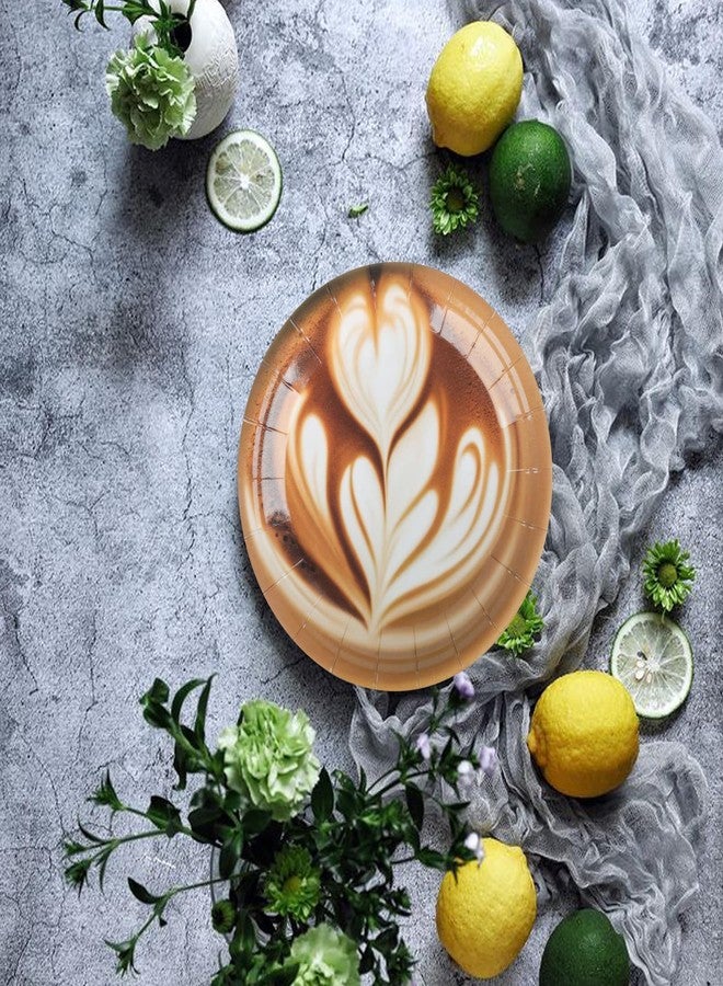 Pandecor Coffee Party 50 Pcs 7 inches Paper Plates,Coffee Birthday Party Supplies Latte Fun Theme Birthday Table Decorations - Image 3