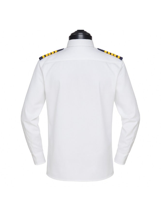 Pro Pilot zone Men’s Long Sleeve American Pilot Shirt – Lycra – White  - Image 2