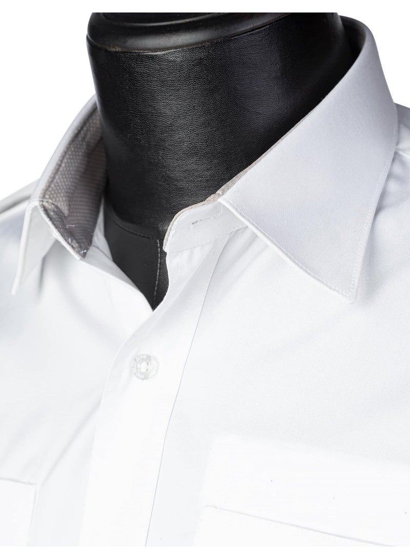 Pro Pilot zone Men’s Long Sleeve American Pilot Shirt – Lycra – White  - Image 3