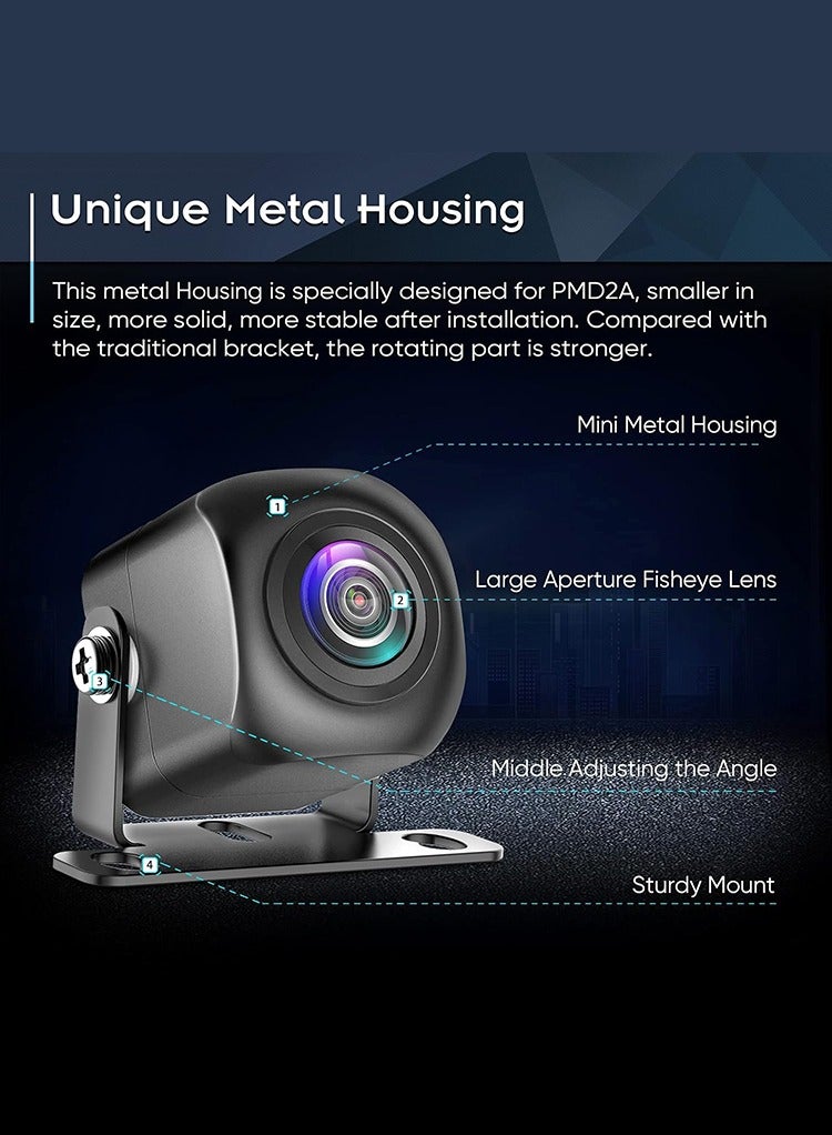 مستر سمارت كاميرا احتياطية عالية الدقة من Mr Smart مع هيكل معدني مقاوم للماء IP69 وعدسة عين السمكة بزاوية واسعة 170 درجة وضبط تلقائي - Image 3