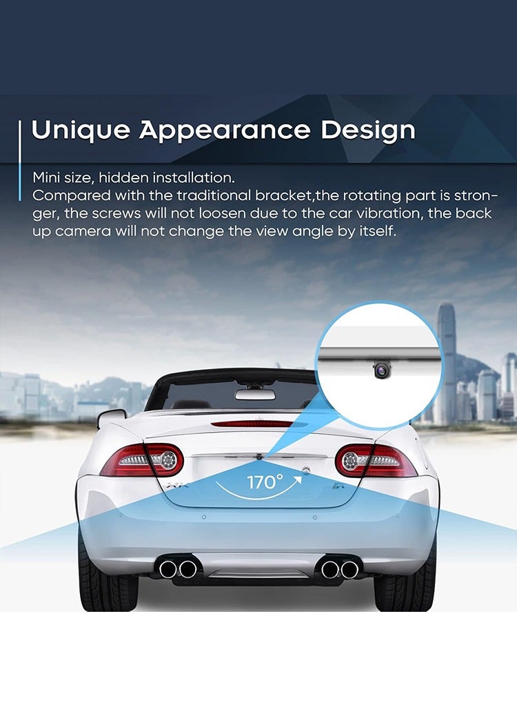 مستر سمارت كاميرا احتياطية عالية الدقة من Mr Smart مع هيكل معدني مقاوم للماء IP69 وعدسة عين السمكة بزاوية واسعة 170 درجة وضبط تلقائي - Image 5