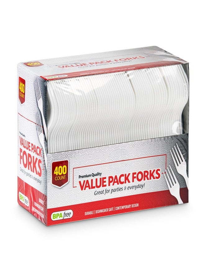 DecorRack 400 Count Plastic Forks, Medium Duty Disposable Cutlery, Great for Thanksgiving Home, Office, School, Party, Picnics, Restaurant, Take-Out Fast Food, Every Day Use (400 Pack) - Image 1