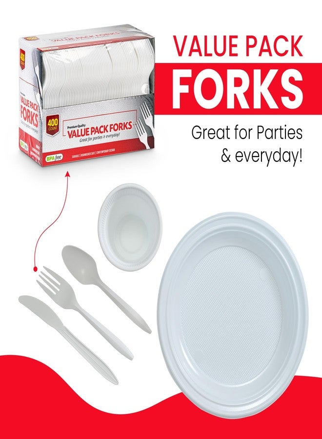 DecorRack 400 Count Plastic Forks, Medium Duty Disposable Cutlery, Great for Thanksgiving Home, Office, School, Party, Picnics, Restaurant, Take-Out Fast Food, Every Day Use (400 Pack) - Image 3