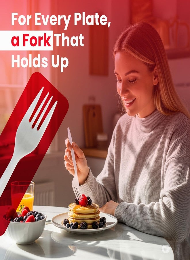 DecorRack 400 Count Plastic Forks, Medium Duty Disposable Cutlery, Great for Thanksgiving Home, Office, School, Party, Picnics, Restaurant, Take-Out Fast Food, Every Day Use (400 Pack) - Image 4