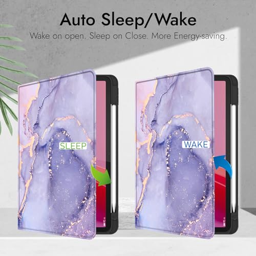 Robustrion Cover Case for Lenovo Tab M11 11 inch Cover, Folio Cover Case with [Pencil Holder] [Auto Sleep Wake] for Lenovo Tab M11 Tablet Cover - Marble Lilac - Image 3