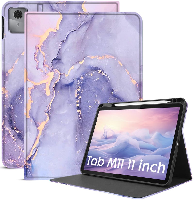 Robustrion Cover Case for Lenovo Tab M11 11 inch Cover, Folio Cover Case with [Pencil Holder] [Auto Sleep Wake] for Lenovo Tab M11 Tablet Cover - Marble Lilac - Image 1