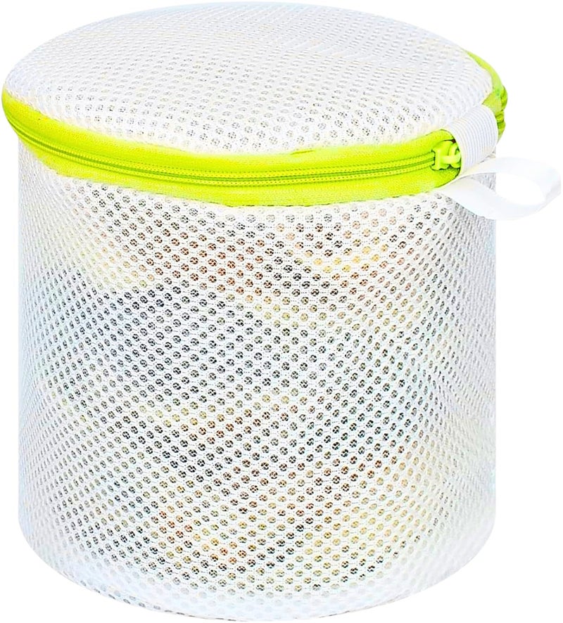 F8WARES Mesh Laundry Bag - Round Cylindrical Cloth Washing Machine Bag For Bra, Undergarments, Innerwear, Socks - Net Pouch For Washing Machine, 8 Centimeters, White - Image 1
