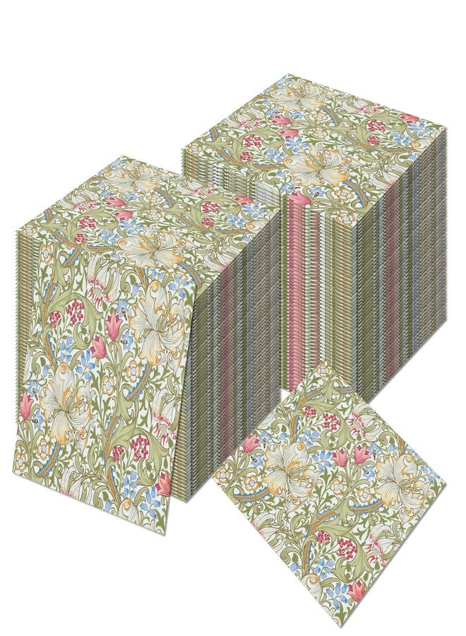 BHNACIER 40Pcs William Morris Paper Napkins Greenery Floral Paper Napkins William Morris Theme Party Supplies Vintage Flowers Green Gold Wildflowers Disposable Papers Napkin for Wedding Bridal Shower - Image 1