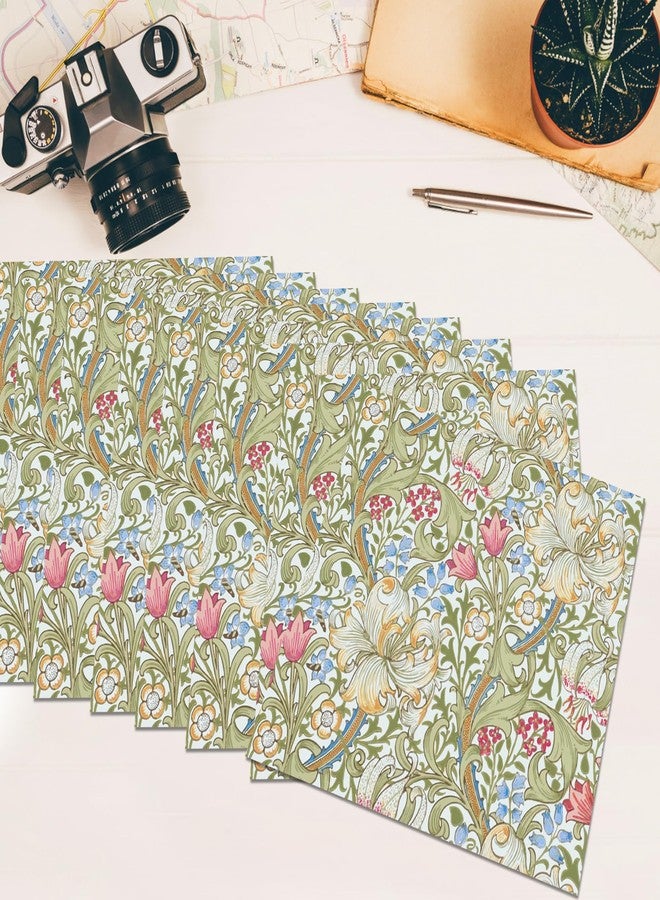 BHNACIER 40Pcs William Morris Paper Napkins Greenery Floral Paper Napkins William Morris Theme Party Supplies Vintage Flowers Green Gold Wildflowers Disposable Papers Napkin for Wedding Bridal Shower - Image 3
