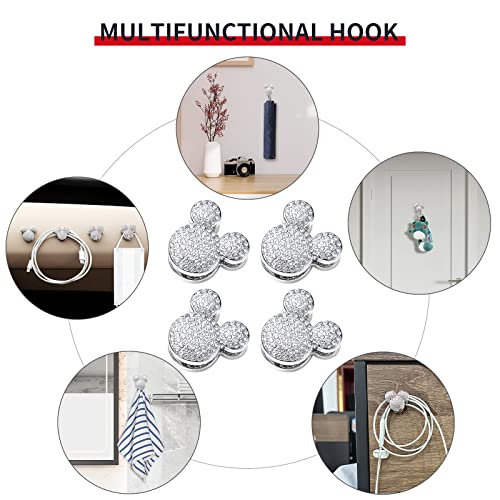 Pangpai Bling Car Hooks Cute Rhinestones Car Organizer Interior Accessories Dashboard Decorations Hook for Purse Umbrellas Grocery Bags Handbag 4Pack - Image 5