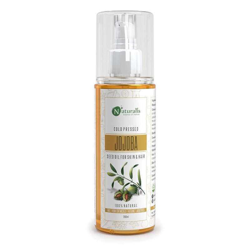 Naturalis Essence Of Nature Cold Pressed Jojoba Carrier Oil For Skin Lightening Pigmentation Stretch Marks Acne Scars Wrinkles Aging 200 Ml Jojoba - Image 1