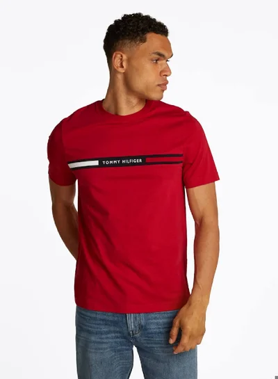 TOMMY HILFIGER Crew Neck Logo Panel T-Shirt