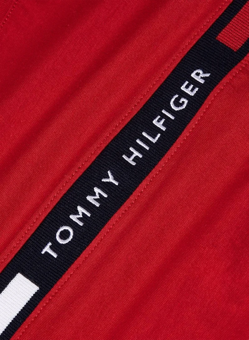 TOMMY HILFIGER Medium Red Crew Neck Logo Panel T-Shirt for Men | Best Price UAE