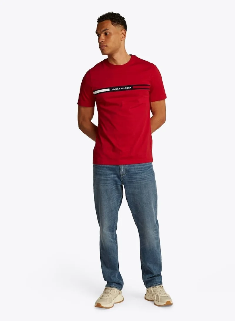 Tommy Hilfiger Medium Red Logo Embroidery Insert Jersey T-Shirt for Men | Best Price UAE