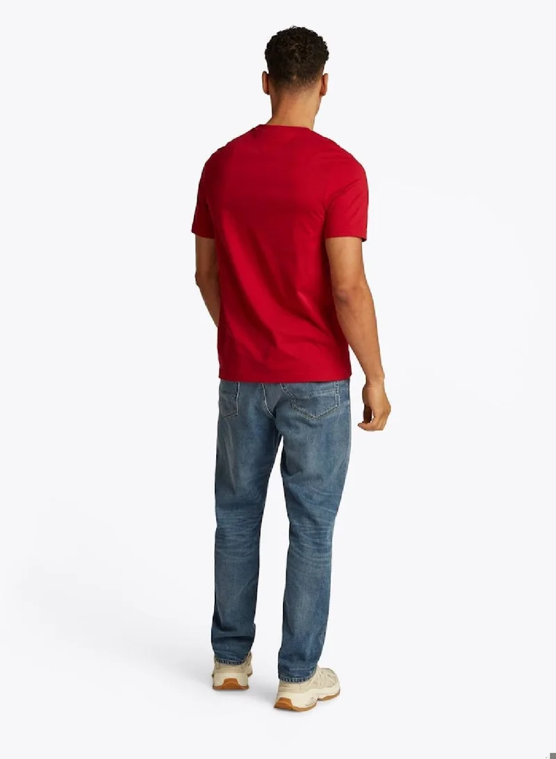 Tommy Hilfiger Medium Red Logo Embroidery Insert Jersey T-Shirt for Men | Best Price UAE