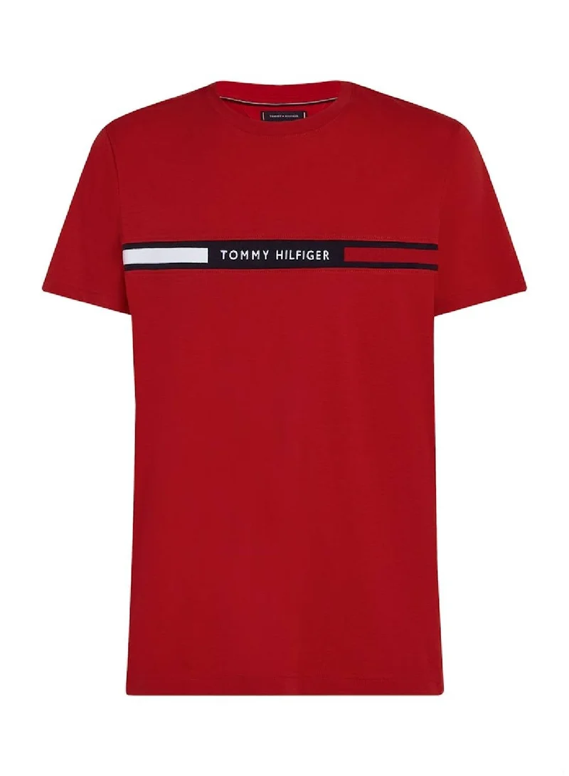 Tommy Hilfiger Medium Red Logo Embroidery Insert Jersey T-Shirt for Men | Best Price UAE