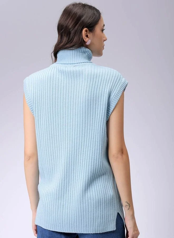 مرفوعة Women Loose Fit Solid High Neck Sweater