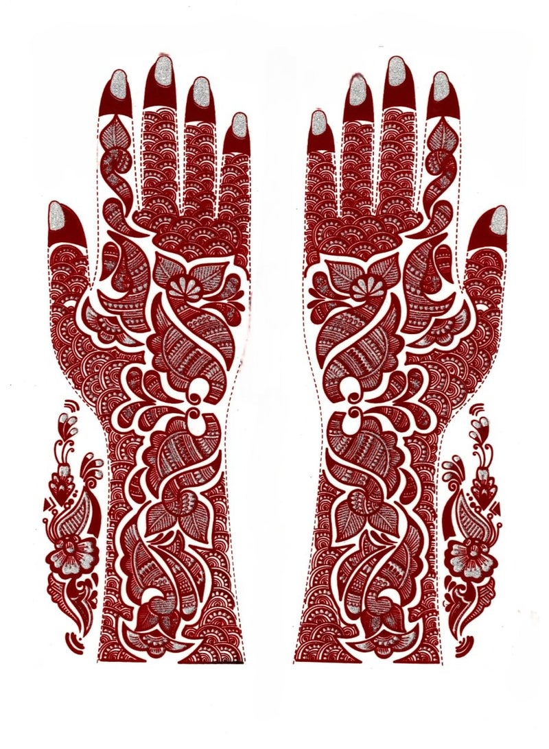 Accessorize Kingdom Henna-Inspired Tattoo Sticker for Hands | Temporary Waterproof Mehndi Tattoo | Body Art for Women & Girls (AKM29) - Image 1