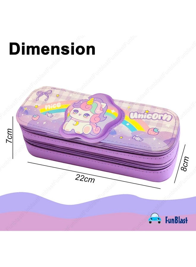 FunBlast Unicorn Pouches for Girls - Multi-Purpose Zipper Pouch Case for School Kids, Stationary Organizer Box, Aesthetic Pencil Case for School & College Students (UN-Pouch) - Image 2