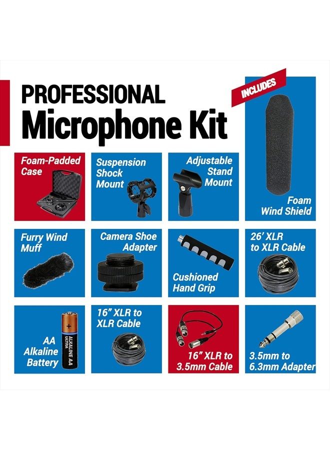 VidPro XM-88 13-Piece Professional Video & Broadcast Unidirectional Condenser Shotgun Microphone Kit - Complete Set Includes 2 Mounts Adapters Cables and More Perfect for Indoor and Outdoor Recording - Image 3