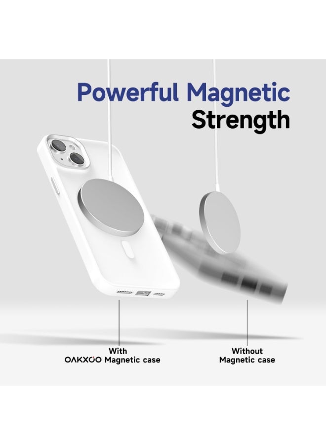أكاليكس جراب مغناطيسي لهاتف iPhone 15، متوافق مع MagSafe، غطاء فاخر مطلي، جراب هاتف واقي شفاف ناعم من مادة TPU مقاوم للصدمات، (أبيض) - Image 2