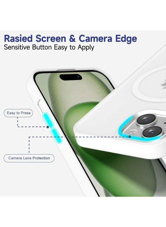 أكاليكس جراب مغناطيسي لهاتف iPhone 15، متوافق مع MagSafe، غطاء فاخر مطلي، جراب هاتف واقي شفاف ناعم من مادة TPU مقاوم للصدمات، (أبيض) - Image 4