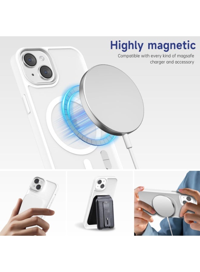أكاليكس جراب مغناطيسي لهاتف iPhone 15، متوافق مع MagSafe، غطاء فاخر مطلي، جراب هاتف واقي شفاف ناعم من مادة TPU مقاوم للصدمات، (أبيض) - Image 5