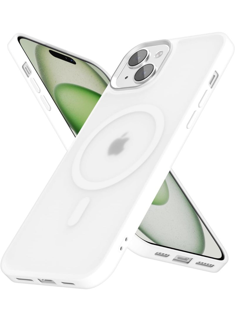 أكاليكس جراب مغناطيسي لهاتف iPhone 15، متوافق مع MagSafe، غطاء فاخر مطلي، جراب هاتف واقي شفاف ناعم من مادة TPU مقاوم للصدمات، (أبيض) - Image 1