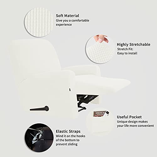Easy-Going Recliner Stretch Sofa Slipcover Sofa Cover 4-Pieces Furniture Protector Couch Soft with Elastic Bottom, Spandex Jacquard Fabric Small Checks(Recliner,Cream) - Image 4