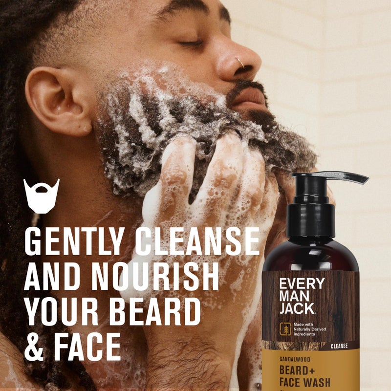 Every Man Jack Sandalwood Beard Wash - Cleanse, Soften, and Hydrate for a Healthier Beard - Made w/Naturally Derived Ingredients like Aloe Vera and Coconut - 6.7 oz - 2 Pack - Image 2