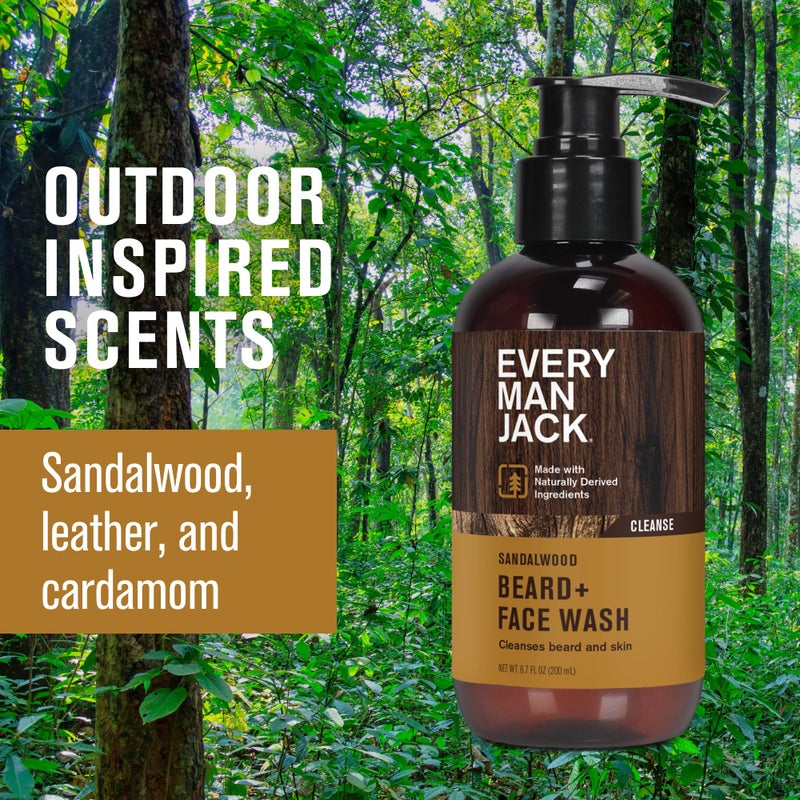 Every Man Jack Sandalwood Beard Wash - Cleanse, Soften, and Hydrate for a Healthier Beard - Made w/Naturally Derived Ingredients like Aloe Vera and Coconut - 6.7 oz - 2 Pack - Image 3