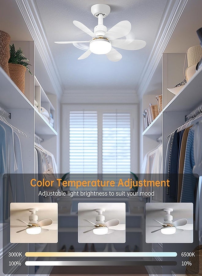 MLADEN مروحة سقف مع أضواء وجهاز تحكم عن بعد، لقاعدة E27 مروحة بمقبس صغير بثلاثة ألوان قابلة للتعتيم ومروحة سقف صغيرة مزودة بـ 6 شفرات لغرفة النوم والمطبخ والغرف الصغيرة ومروحة صامتة - Image 4
