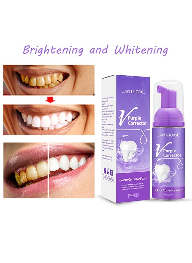 Lanthome Color Corrector Foam - Purple Teeth Whitening Mousse, Yellow Stain Removal for Teeth, Purple Toothpaste for Teeth Whitening, Teeth Whitening Kit for Sensitive Teeth 50ML  - Image 1