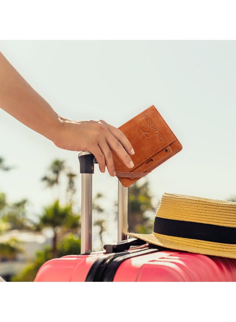 SYOSI Passport Holder & Passport Protector, Leather Passport Holder Travel Wallet, Family Passport Holder, Durable Travel Document Holder, Passport Wallet, Unisex Design Faux Leather Passport Holder - Image 5