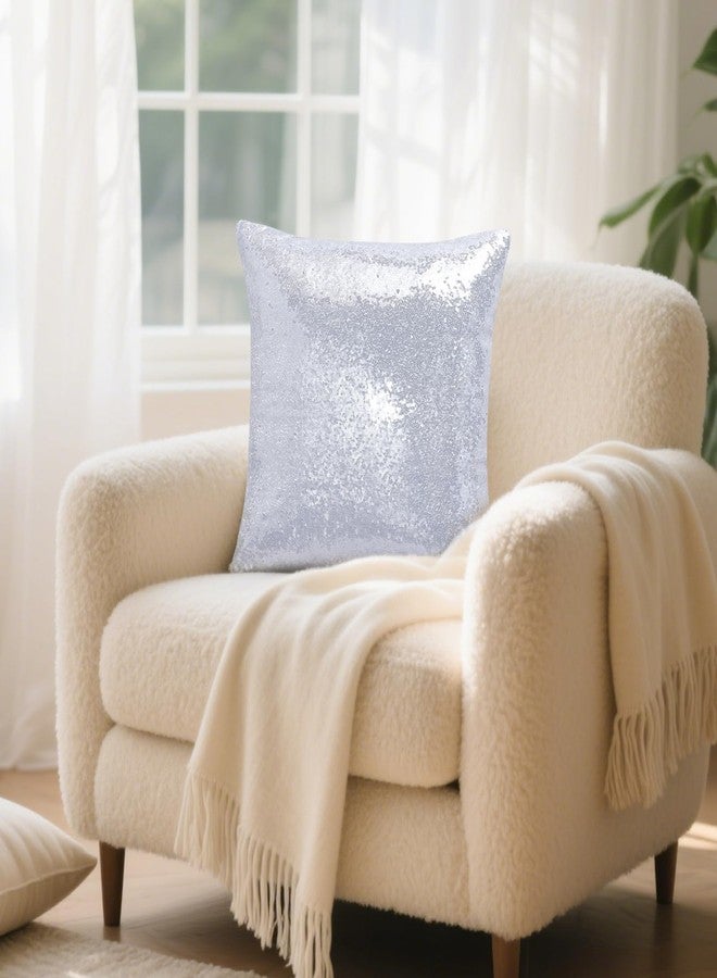 Miayon Sequin Pillow Covers Square Glitter Decorative Sparkling Throw Pillow Cover Cushion Case for Bed Sofa Bedroom Living Room Wedding Home Decor (Silver, 18" x 18") - Image 4
