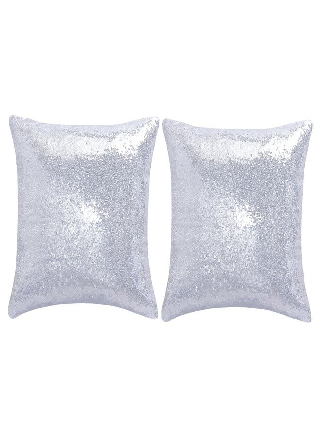 Miayon Sequin Pillow Covers Square Glitter Decorative Sparkling Throw Pillow Cover Cushion Case for Bed Sofa Bedroom Living Room Wedding Home Decor (Silver, 18" x 18") - Image 1