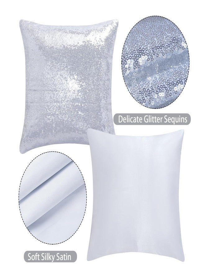 Miayon Sequin Pillow Covers Square Glitter Decorative Sparkling Throw Pillow Cover Cushion Case for Bed Sofa Bedroom Living Room Wedding Home Decor (Silver, 18" x 18") - Image 3