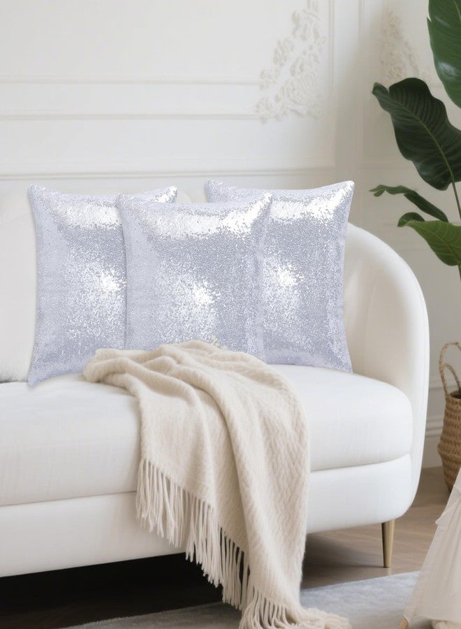 Miayon Sequin Pillow Covers Square Glitter Decorative Sparkling Throw Pillow Cover Cushion Case for Bed Sofa Bedroom Living Room Wedding Home Decor (Silver, 18" x 18") - Image 5