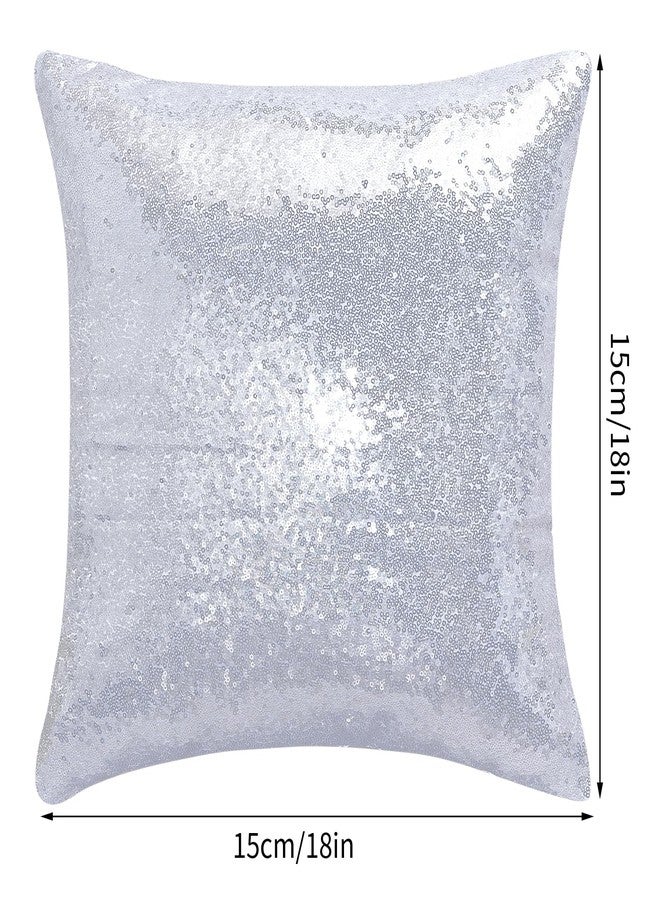 Miayon Sequin Pillow Covers Square Glitter Decorative Sparkling Throw Pillow Cover Cushion Case for Bed Sofa Bedroom Living Room Wedding Home Decor (Silver, 18" x 18") - Image 2