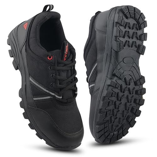 FUEL Safety Shoes for Men with Industrial Steel Toe, Light Weight Construction Shoes, Anti Penetration, Non-Slip Lace Up Comfortable Footwear, (Wings-Sizes-6UK Black) - Image 1