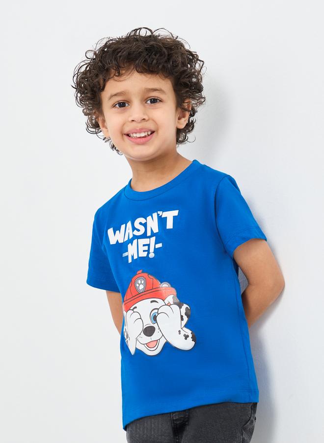 ستايلي تيشيرت ستايلي بويز بطباعة شخصيات باو باترول بأكمام قصيرة مقاس كبير - Image 1