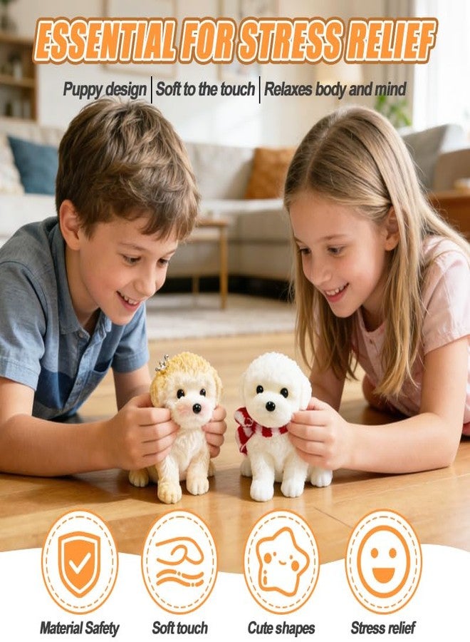 TSFGDYL 2PCS Cute Squishy Dog Toys - Handmade Squishy Dog Relief Toy, Ultra Soft Silicone Squishies Toy for Kids & Adults, Autism & Anxiety Relief, Fun Gift for Boys & Girls (White-Curry) - Image 4