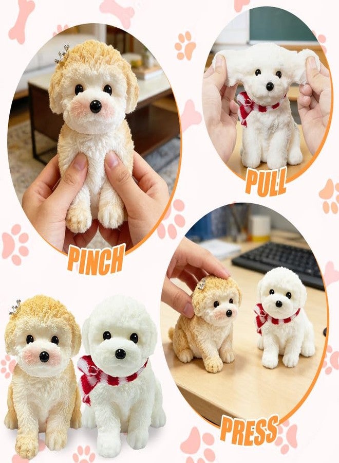 TSFGDYL 2PCS Cute Squishy Dog Toys - Handmade Squishy Dog Relief Toy, Ultra Soft Silicone Squishies Toy for Kids & Adults, Autism & Anxiety Relief, Fun Gift for Boys & Girls (White-Curry) - Image 3