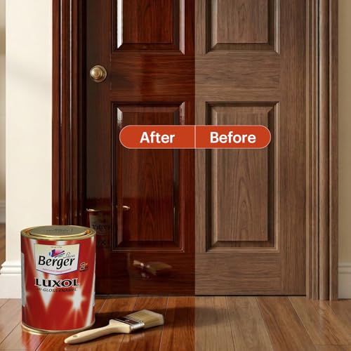 BERGER Luxol Hi-Gloss Enamel Paint | Oil-Based | Mirror Like Durable Weather Resistant High Gloss Finish | for Interior & Exterior Wall Wood Metal Surfaces | Green Pro Certified (500mL, Brown) - Image 2