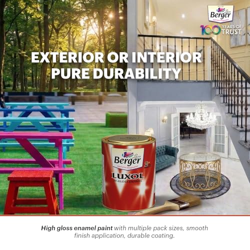BERGER Luxol Hi-Gloss Enamel Paint | Oil-Based | Mirror Like Durable Weather Resistant High Gloss Finish | for Interior & Exterior Wall Wood Metal Surfaces | Green Pro Certified (500mL, Brown) - Image 5